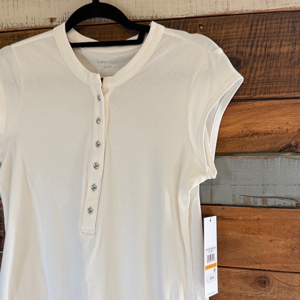 NWT Calvin Klein Cap Sleeve Henley Top - Picture 7 of 7